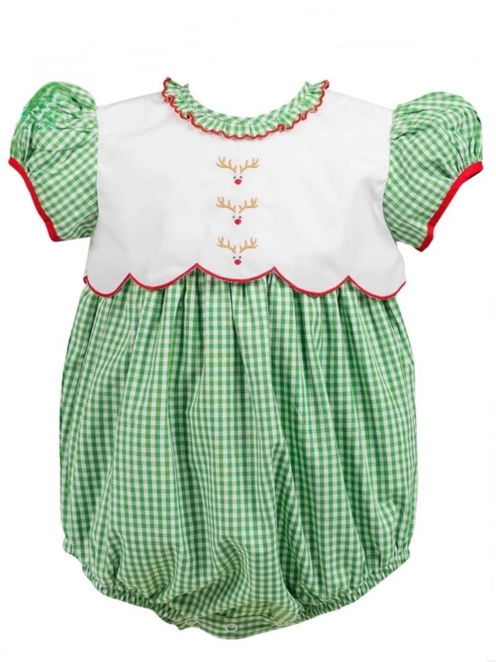 NWOT The Proper Peony Baby Girl Green Remi Reindeer Bubble